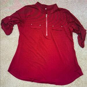 Women's Red Zip-Up Top